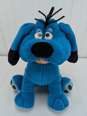 Vintage Blue Dog Plush 10" Sitting Stuffed Animal Carousel Toys 2000 Black Hair